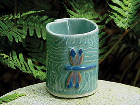 Dragonfly Tea Bowl, porcelain by Barbara Higgins