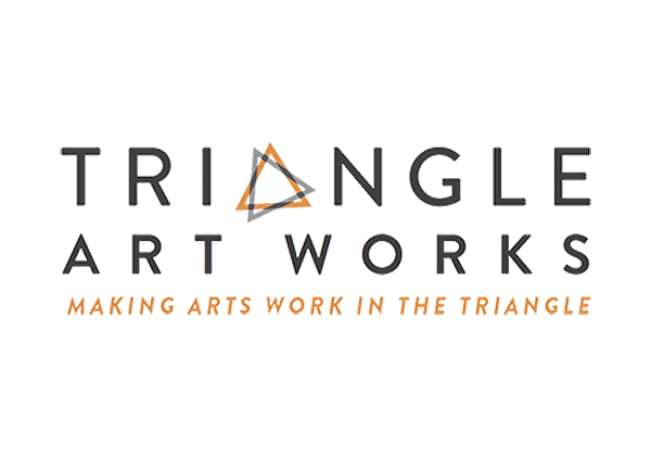 Triangle ArtWorks Logo - Green and orange sans-serif type with triangles forming letter A