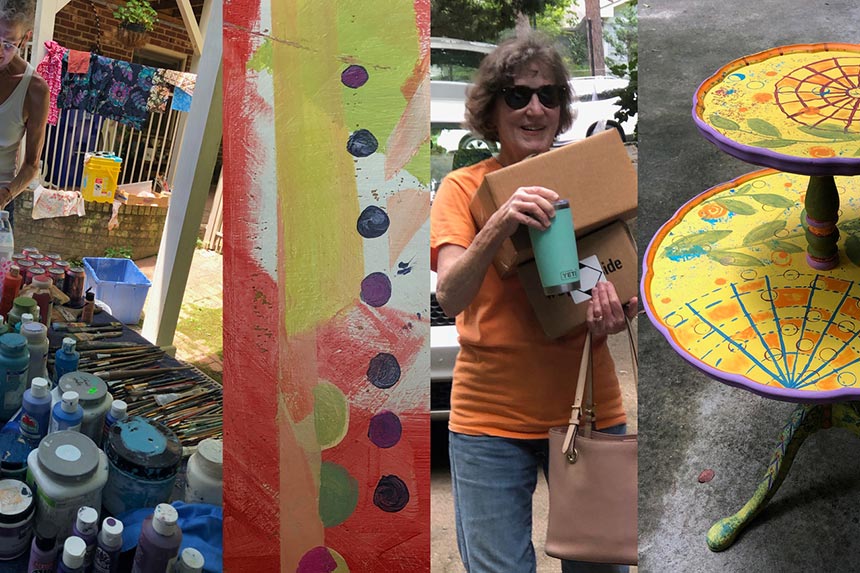 A montage of the 2021 Paint-a-Thon at Emily Eve Weinstein’s Chapel Hill carport