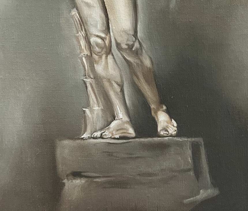 Painting of a sculpture of a human by Maya Barton