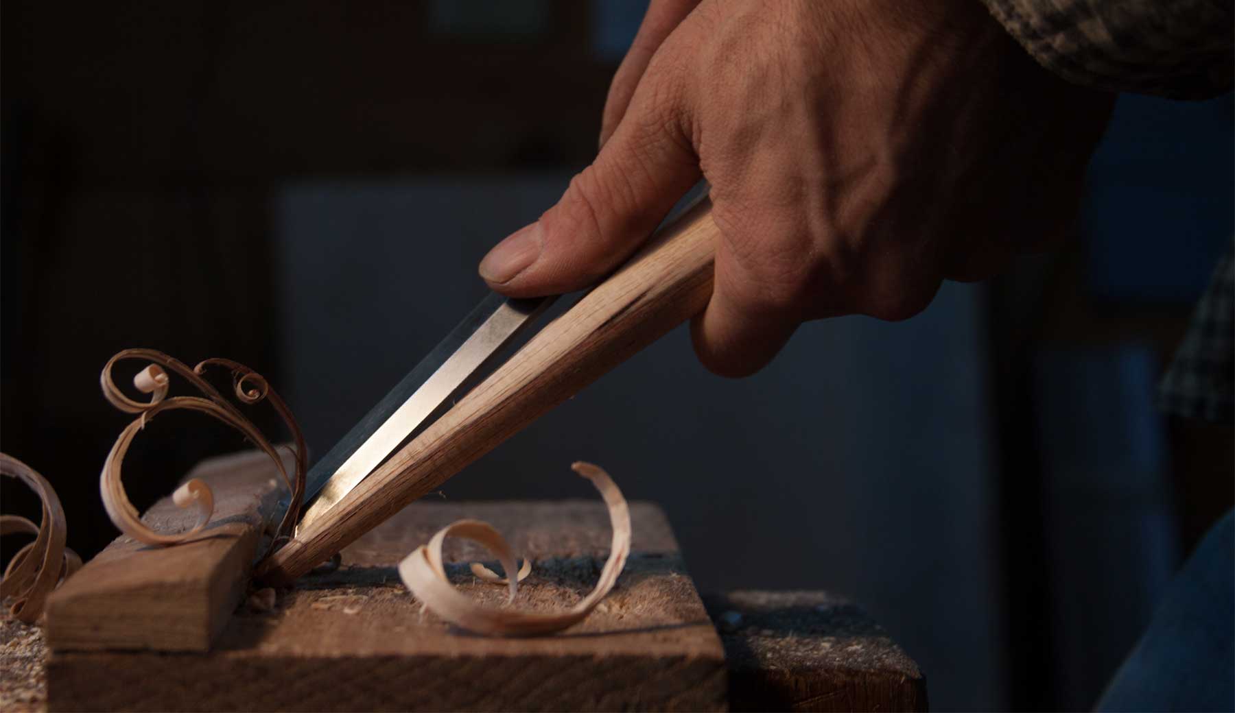 Craftsman shaving wood