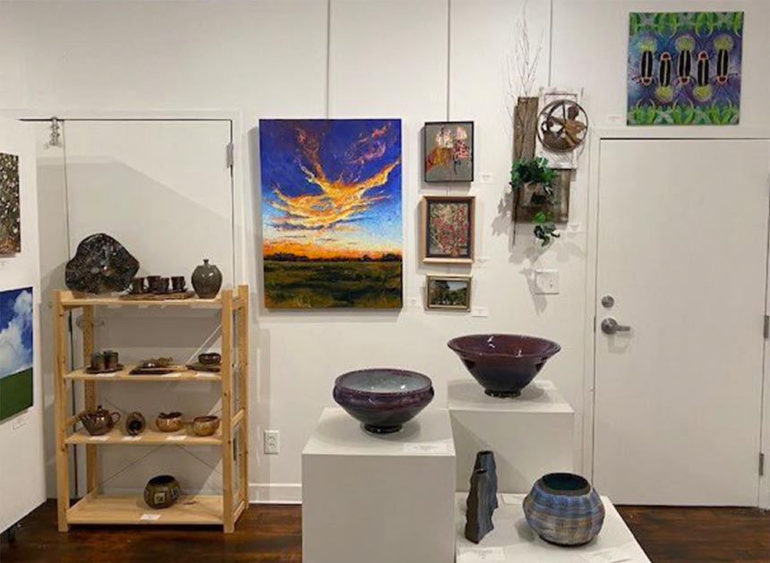 Photo of artwork on display at the Eno Mills Gallery in Hillsborough, NC