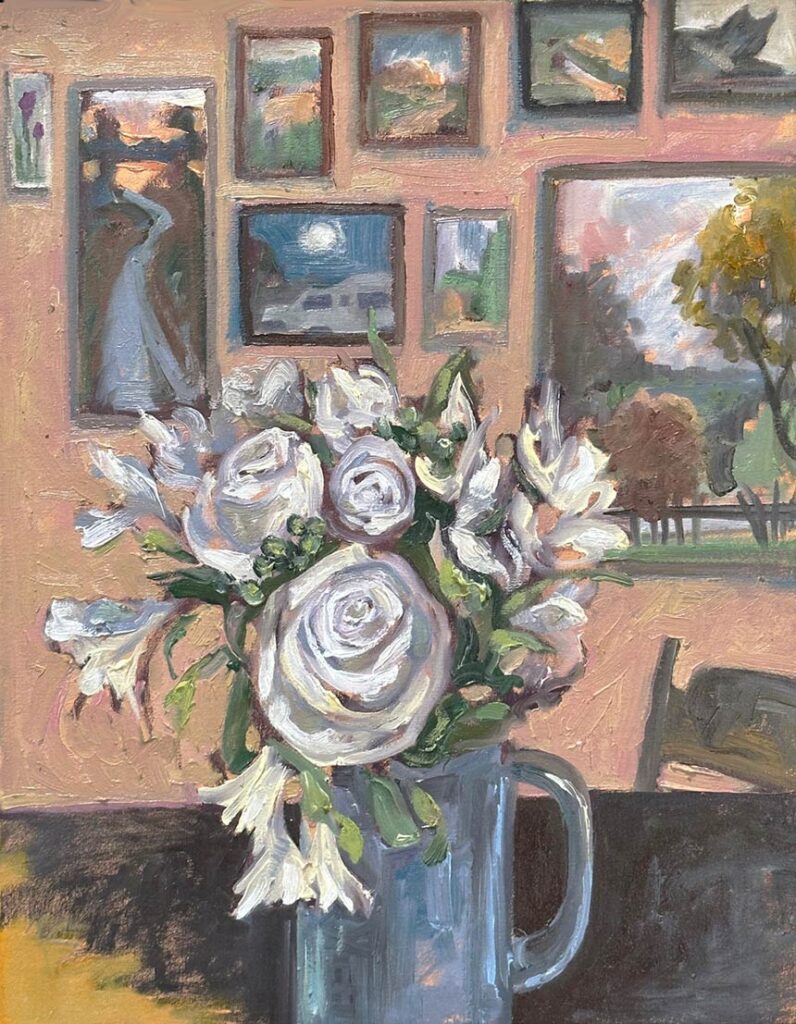 Painting of a vase of flowers
