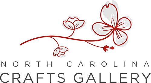 NC Crafts Gallery Logo - Dark gray sans-serif type with red flower illustration above
